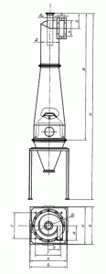 Схема циклона ЦМ с обратным конусом
